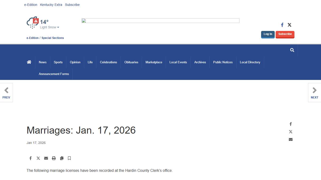 Marriages: Jan. 17, 2026 Public Records thenewsenterprise.com