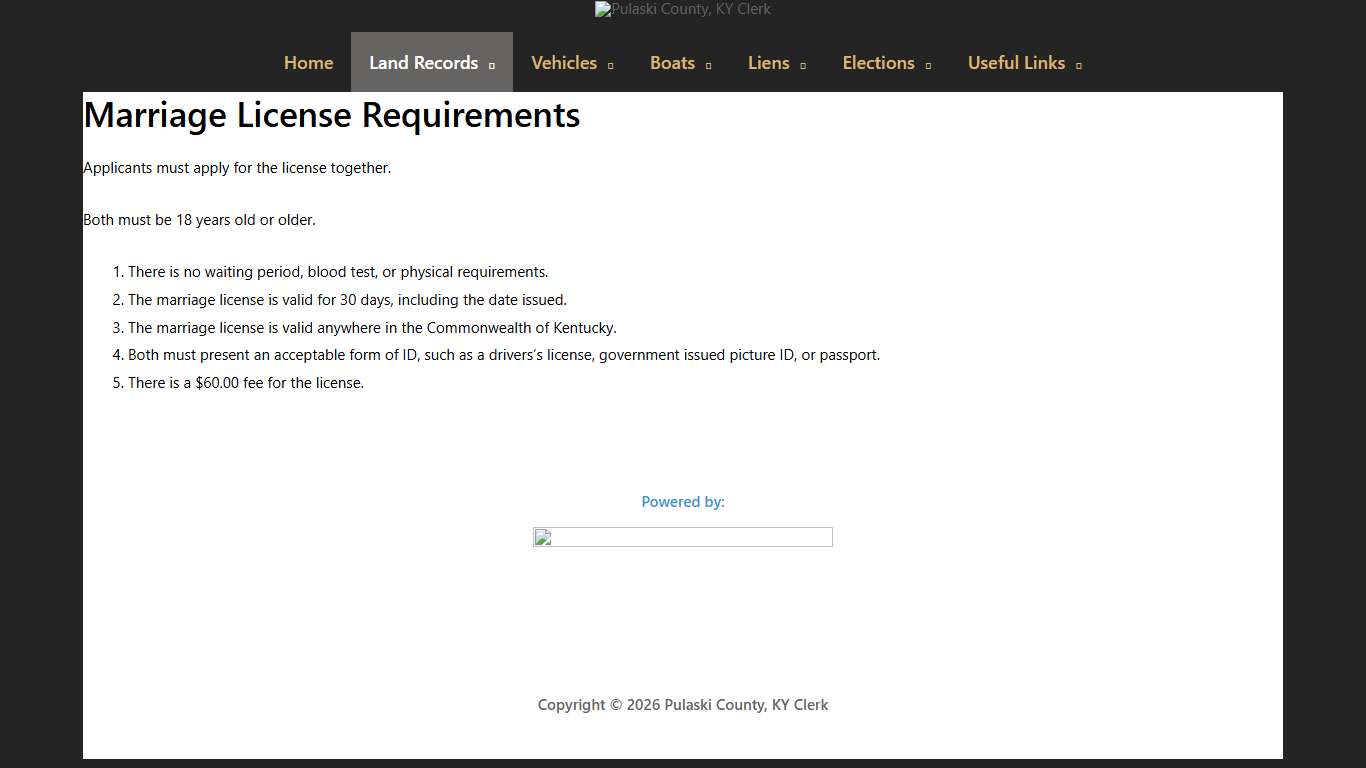 Marriage License Requirements – Pulaski County, KY Clerk